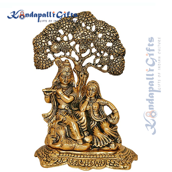 DIVINITI 999 Silver Plated Radha Krishna Idol For Home Decor, Car Dash
